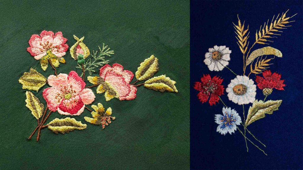 Floral Hand Embroidery Design on Fabric – Asgar Molla