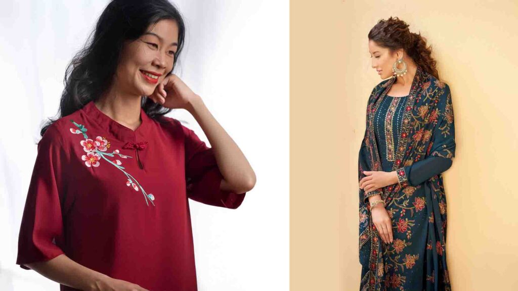 Floral Embroidery on Women's Kurti and Top – Asgar Molla